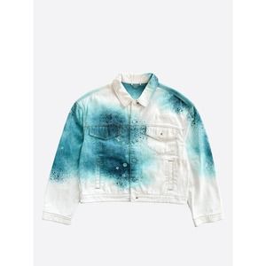 Louis Vuitton White & Turquoise LV Spray Denim Jacket